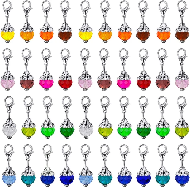 Hicarer 40 Pieces Crystal Dangle Charms Pendants Glass Drop Beads Handmade Dangl