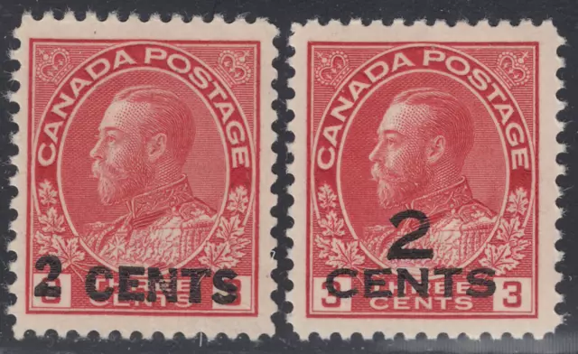 Canada KGV Admiral Provisionals, Scott 139-140, VF MH, catalogue - $120