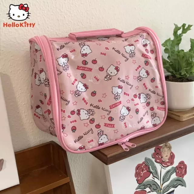 Cute Girl's Pink Hello Kitty Makeup Bag Cosmetic Case Storage Handbag Tote Gift