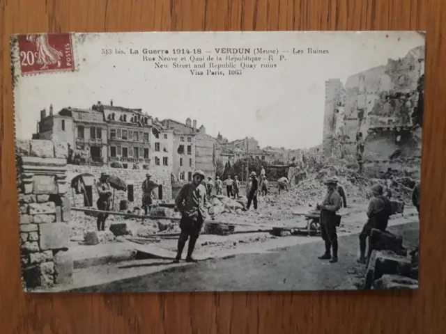 CPA Original Military Photo ww1 Soldiers War 14 18 Destruction Verdun Ruins