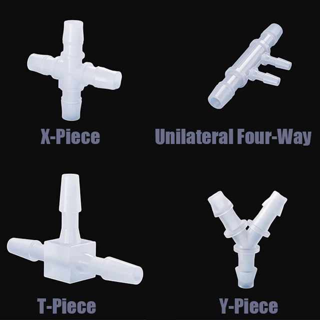 T / Y TYPE THREE WAY Plastic Barbed Connector X TYPE / Side Four Way Pipe Joiner