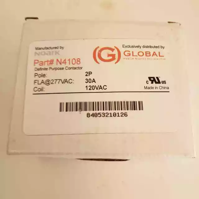 Noark N4108 2 Pole Definite Purpose Contactor 30Amp 120 Volt Coil
