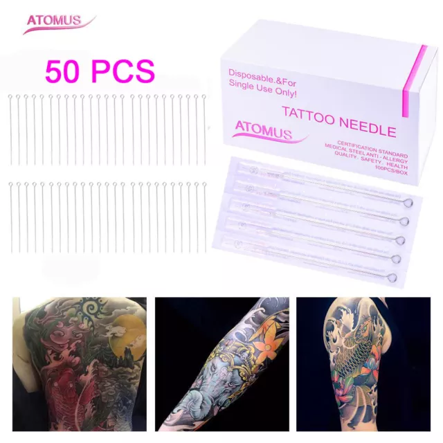 Tattoo Needles & Tips Set, ATOMUS 50pcs Disposable Mixed Tattoo  Needles + 50pcs Assorted Tattoo Needles Tips, 5pcs of each-3rl 5rl 7rl 9rl  3rs 5rs 7rs 9rs 5m1 7m1 3RT 5RT