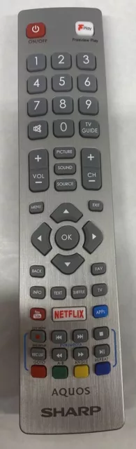 Genuine Sharp TV Remote *2T-C40BG2KE1FB 2T-C40BG2KG2FB 4T-C40BJ5KF2FB* E