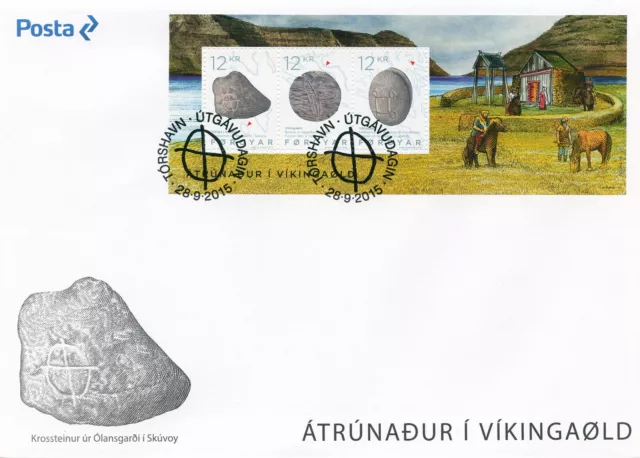 Faroe Islands Stamps 2015 FDC Religion in Viking Age Artefacts Archaeology 3v MS