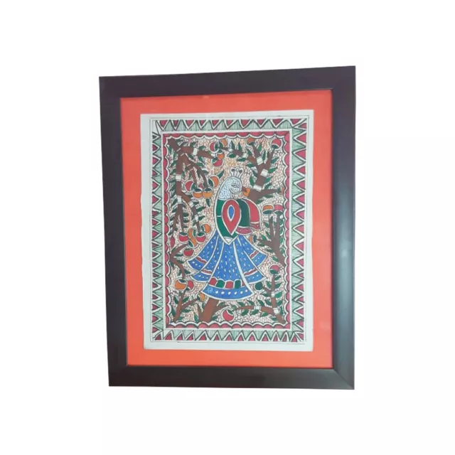 Original Madhubani Handmade Mithila Bihar Ethnic Folk Art Indian Painting Decor