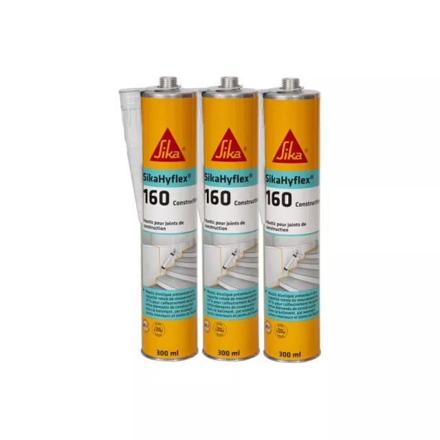 Lot de 3 mastics pour façades en béton et maçonnerie SIKA SikaHyflex 160 Constr