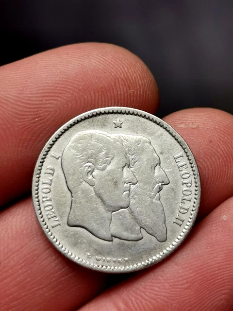 Belgique, 1 Franc argent " 50e anniversaire de l'indépendance 1880" ! 4,86 g