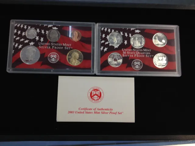 2003-S Complete SILVER Proof Set w Box and COA