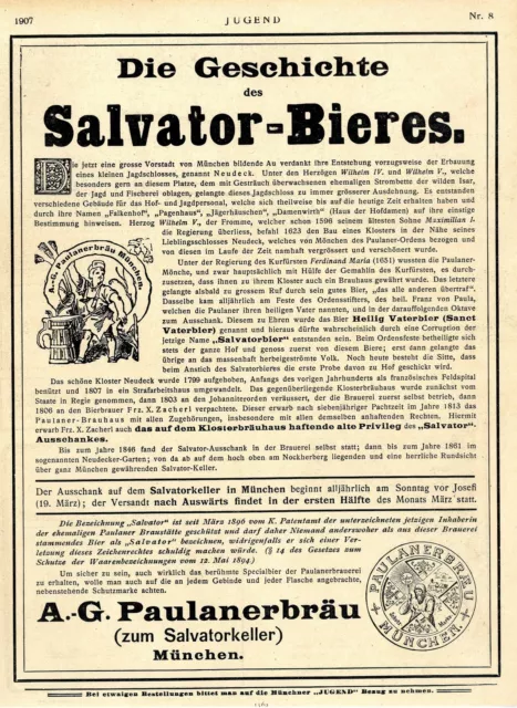 Die Geschichte des Salvator-Bieres Paulanerbräu München Ad 1907