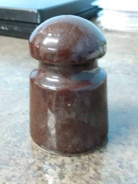 Vintage Brown Glazed Ceramic Porcelain Insulator - Unmarked - Pre Owned (tr)