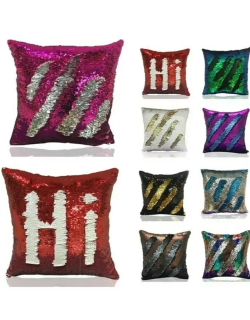 16" Magic Mermaid Pillow Case Reversible Sequin Glitter Sofa Cushion Cover Touch