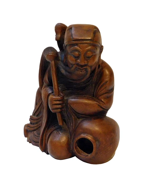 Vintage Fine Carved Solid Wood Chinese Eight Immortals Lü Dongbin With Whip & Sword Statue n289S Vintage Fine Carved Solid Wood Chinese Eight Immortals Lü Dongbin With Whip & Sword Statue n289S