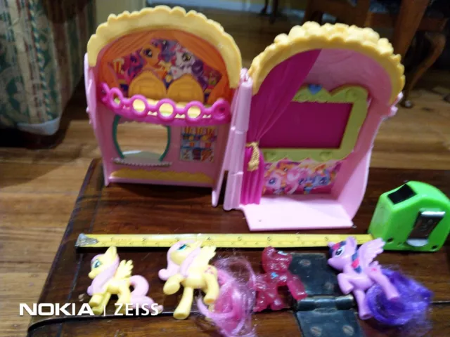 MLP My Little Pony POPCORN MOVIE THEATER + 4 Mini HORSES Ponies TOYS LOT