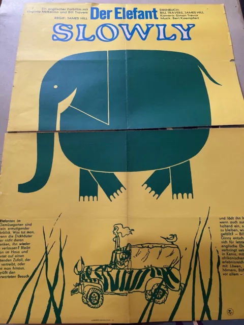 original A1 großes KINOPLAKAT 1970 Elephant Slowly Bill Travers DDR Defa Hill