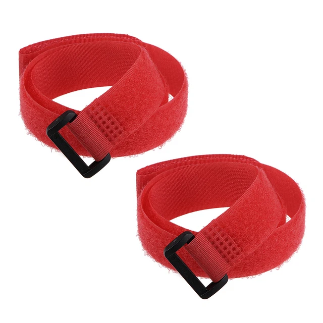2pcs Hook and Loop Straps, 1-inch x 24-inch Securing Straps Cable Tie (Red)