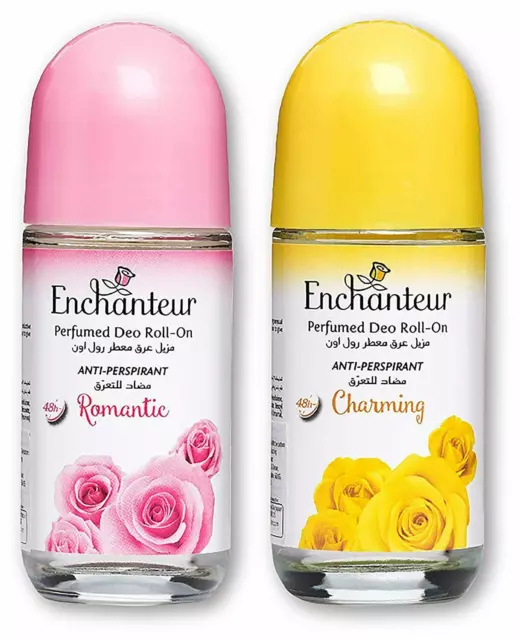 Lot de 2 déodorants roll-on Enchanteur Romantic & Charming pour femme, 50 ml