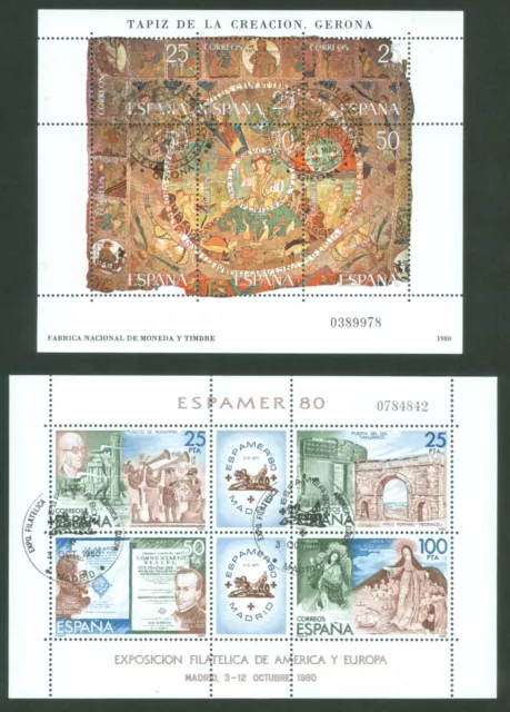 España 1980 - 2 Hb. Tapiz Creación / Espamer'80 - Con Matasellos Primer Día