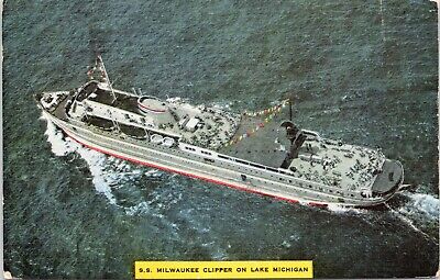 SS Milwaukee Clipper On Lake Michigan Steam Ship Muskegon Wisconsin Postcard A42