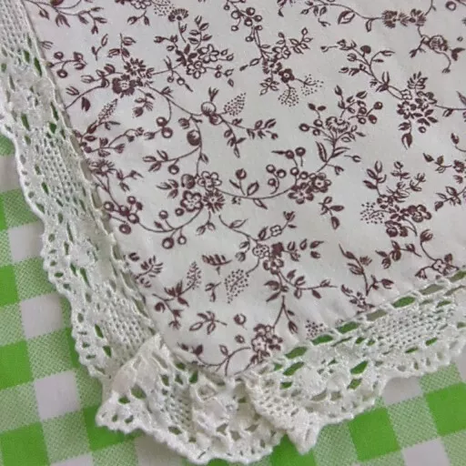 Vintage braune cremefarbene Blumen Spitze Baumwolle Baby Kinderzimmer Kissenbezug 60er 70er 80er