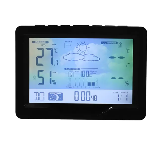 Horloge Météo Fil à écran Couleur Thermomètre Hygromètre Horloge électroniq OB