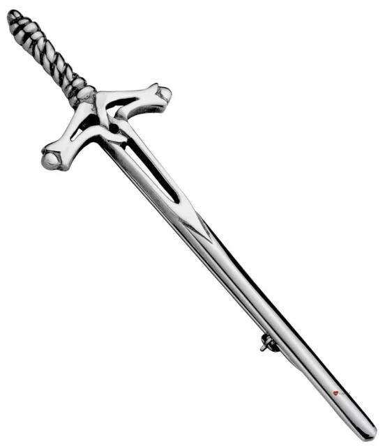 Kilt Pin Sterling Silver Featuring Rope Handled Pierced Sword Design 80mm