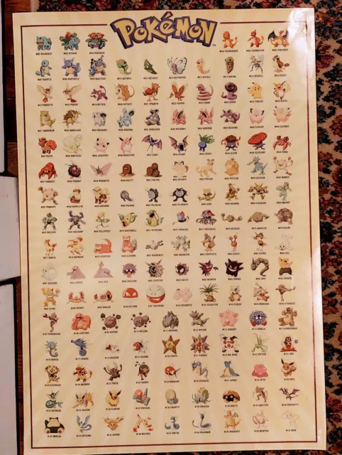 Poster Quadro Kanto 151 Pokemon Original S/ Moldura 91x61cm