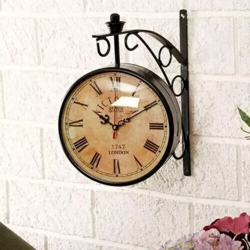 Reloj de pared antiguo de la estación Victoria, reloj de ferrocarril de...