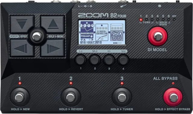 Zoom B2 Four Bass Multi-Effects Processor with 6 DI Boxes, Multi-Layered...