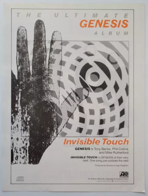 1986 Genesis "Invisible Touch" Album Musician Print Ad 8.5x10.5"