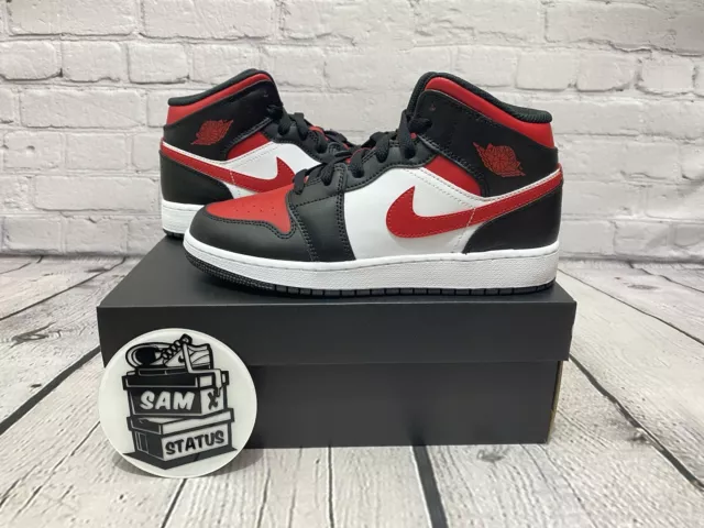Nike Air Jordan 1 Mid Fire Red Black White 5.5UK GS ✅ FAST & FREE Delivery 🚚