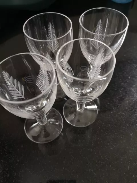 4 x Stuart Crystal Woodchester Sherry Glasses Beautiful