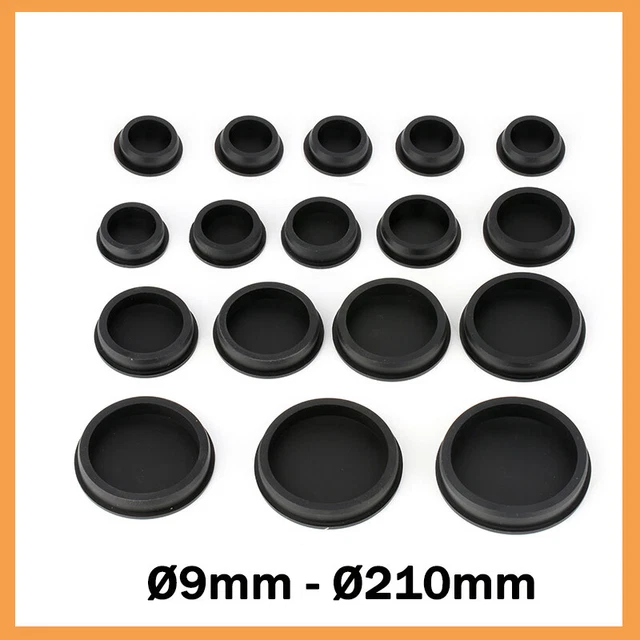 BLACK ROUND SILICONE Rubber Hole Plugs Seal Blanking End Caps Seal Bung ...
