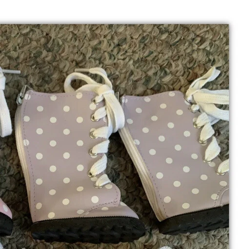 Light Purple & White Polka Dot Boots fit 18" American Girl Size Doll Light Purple & White Polka Dot Boots fit 18" American Girl Size Doll
