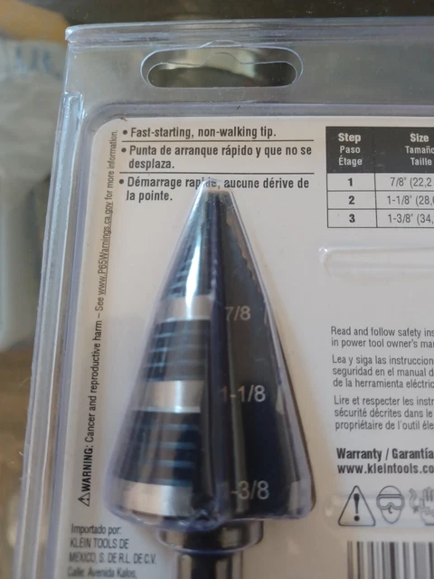 Klein Tools KTSB15 Double- Fluted 3/8-Inch 3-Hole Step Drill Bit #15- NEW/SEALED 2
