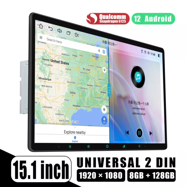 15.1 Zoll DOPPEL DIN Carplay Autoradio DSP GPS Navi Android 12 Qualcomm 8+128GB