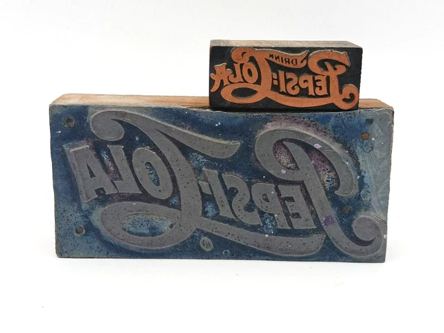 Collection Of 2 Rare Antique Pepsi Cola Printer Blocks Very Good Original Cond.
