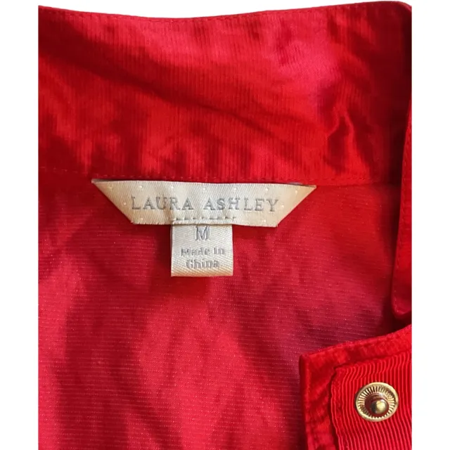 Laura Ashley Jacket Woman Sz Medium Red Bomber  Lightweight Zip Up Pockets NEW 3