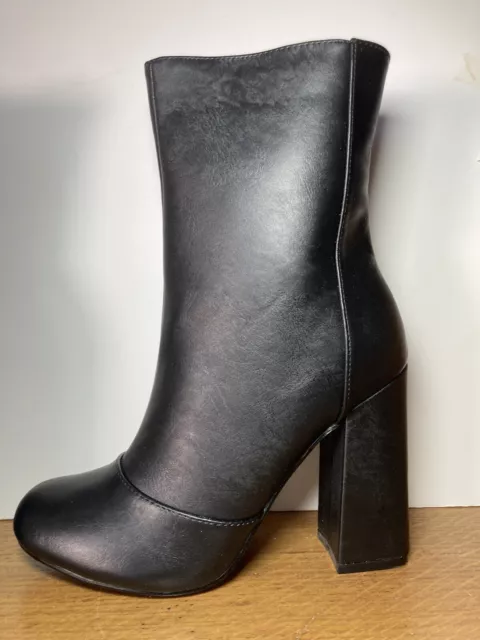 TRUFFLE COLLECTION FAUX Black Leather High Heeled Boots Size 6 Brand ...
