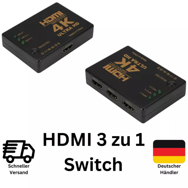 HDMI Switch Splitter 4K Kabel 3in1 Umschalter Verteiler Adapter Ultra HDCP 3D