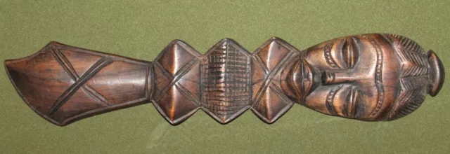 Vintage hand carved wood wall decor tribal plaque