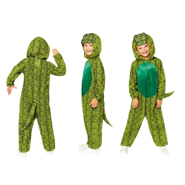 Childs Crocodile Fancy Dress Animal Costume Zoo Book Day Girls Boys Alligator