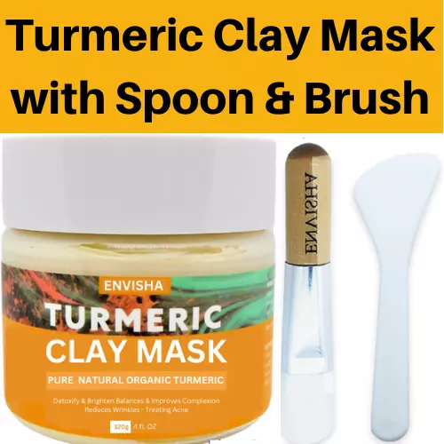 Turmeric Clay Mud Facial Mask Control Acne Brightening Deep Pore Cleansing 120G