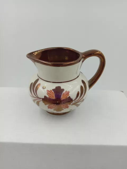 Vintage hand Painted Copper  LusterWare Porcelain Miniature Pitcher 2" English