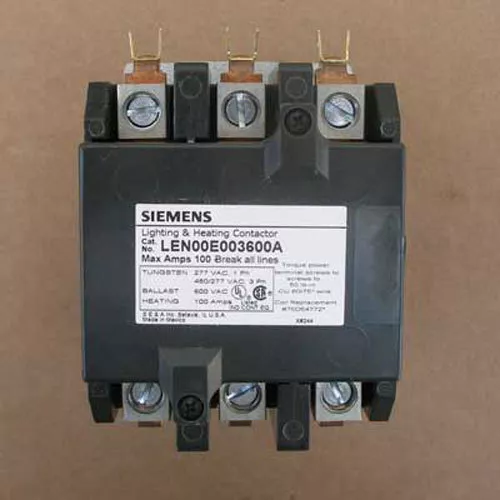 New Siemens LEN00E003600A 100 Amp 3 Pole Lighting Contactor Open 2