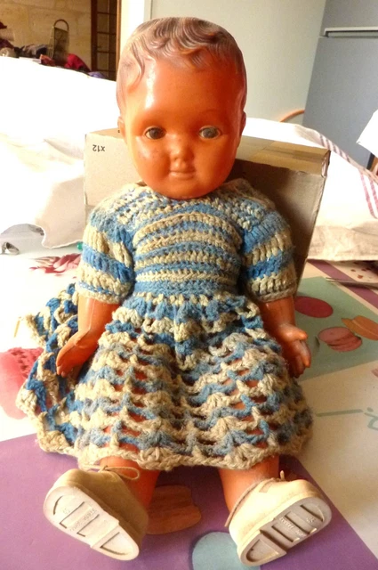 POUPEE NOIRE EN Celluloïd - Marechal Et Grassard-Tenue D'origine -1950