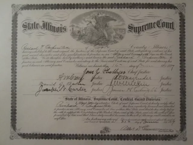 Antico 1897 Supreme Court Justice Autografi Il Regiment Brigadiere General Yale