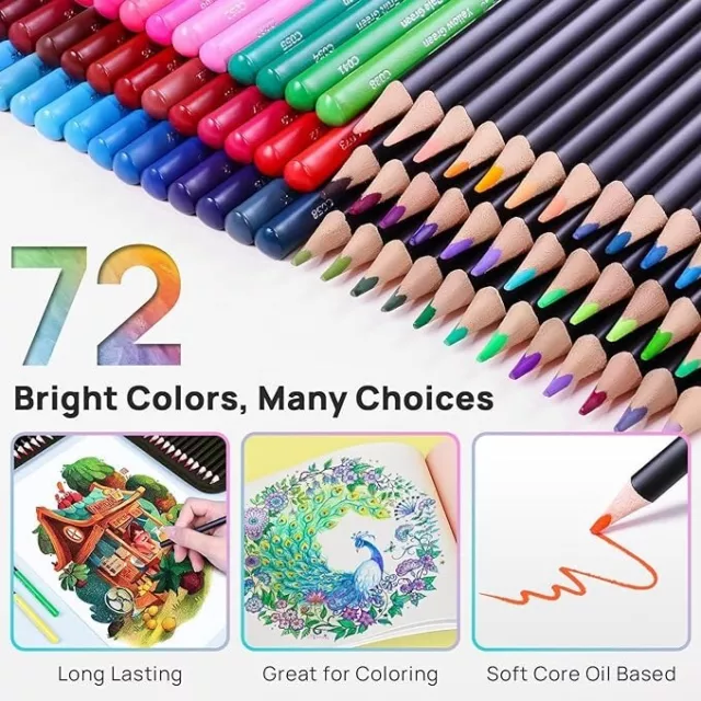 Set Professionale 174 Matite Colorate Shuttle Art - Con Blocco Da Disegno, Temperini, Estensori, In Scatola Metallo