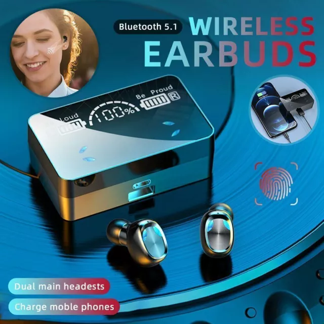 TWS Bluetooth 5.1 Kopfhörer Stereo In-Ear Ohrhörer Headset Touch Control Ladebox