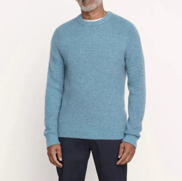 Vince Men's Blue Cashmere Knit Thermal Crewneck Sweater Size Medium